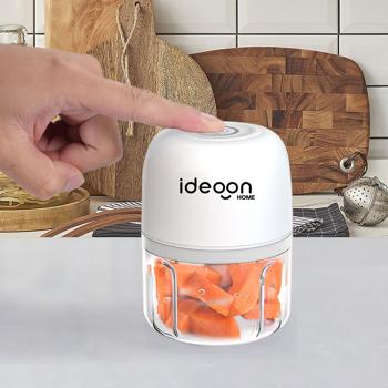 Preview: Mini-hachoir Électrique Sans Fil 250ml - Puissant 30W Rechargeable USB-C - Pour Oignons, Ail, Purées Bébé - Lames Inox Amovibles