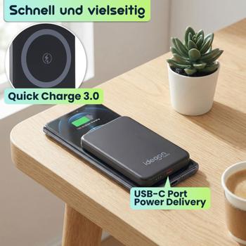 Preview: MagSafe Powerbank 5000 mAh, 15W Qi - Hochwertige kompakte Wireless Power Bank – Schnelles Laden Quick Charge für iPhone & Android – Mobiler Power-Boost