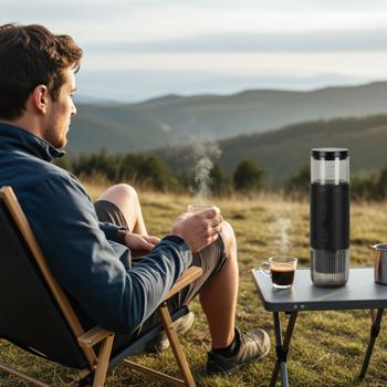 Preview: Tragbare Espressomaschine für Kapsel & Pulver, 15 bar, schwarz: Perfekter Espresso unterwegs, kompakt & einfach zu bedienen, für Reisen, Camping &Büro
