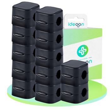 Preview: Organisateurs de câbles (lot de 12) magnétiques – clips de câbles adhésifs – pour maison et bureau, noirs