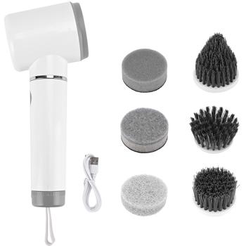Elektrische Reinigungsbürste mit 6 Aufsätzen, Akku (5W): Kabellos & kraftvoll – Für Bad, Küche & Auto – Mühelos sauber