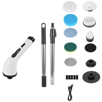 Brosse de nettoyage électrique sans fil, 9 têtes, 7,2 W – brosse puissante pour nettoyer en profondeur salle de bain, cuisine et espaces extérieurs