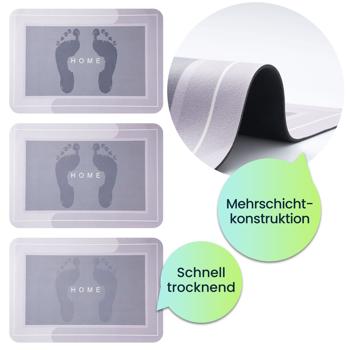 Preview: Anti-Rutsch Badezimmermatte 60x40 cm: Sicherer, weicher & saugfähiger, absorbierender Badezimmer-Vorleger –  Schluss mit rutschigen Fliesen im Bad & Dusche