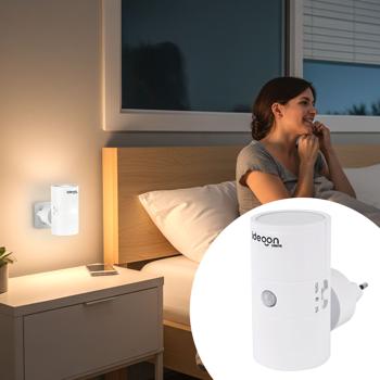 Steckdosen-Nachtlicht dimmbar mit PIR- & Dämmerungssensor – Intelligente Steckdosenlampe mit Bewegungsmelder, 10 LEDs für Flur & Schlafzimmer