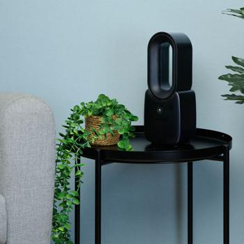 Preview: Ventilatore da tavolo mobile senza rotore (nero) con luce LED e batteria ricaricabile: sicuro, silenzioso e senza fili per un piacevole raffreddamento