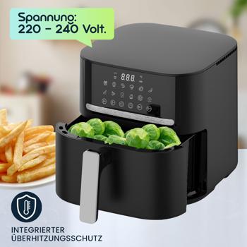 Preview: Premium Heissluftfritteuse mit 11 Koch-Programmen, 6,5 l, inkl. Silikonform, 1600 Watt - AirFryer mit LED Touch-Panel, matt schwarz, Antihaft