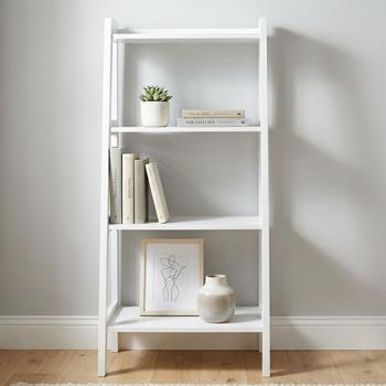 Leiterregal Weiss - 4 Ablageflächen für Bücher, Pflanzen, Kosmetik - Holz/MDF - Etagenregal 43x90x31.5cm - platzsparend, stabil