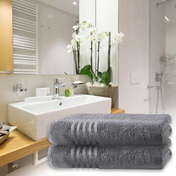 lot de 2 draps de douche Casativo, 70x140cm, 100% coton luxueux, bordure, anthracite