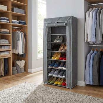 Scarpiera in tessuto con 8 scomparti, porta scarpe, 140 x 60 x 30 cm
