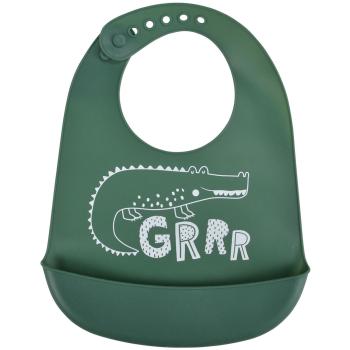 Preview: lot de 2 bavoirs bébé en silicone avec réceptacle, vert/rouge, crocodile/fleurs