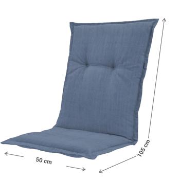Preview: Set da 2 cuscini per sedia da giardino schienale basso – Imbottitura morbida e confortevole, blu cobalto, 105 x 50 cm – Protezione UV, con lacci e cintura, cuscino schienale basso