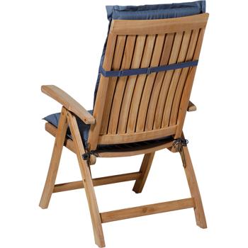 Preview: 4er-Set Gartenstuhlkissen Hochlehner - Weiche, komfortable Polsterung, kobalt-blau, 123x50cm - UV-Schutz, mit Bändern & Riemen, Hochlehner Polster