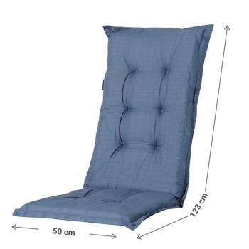 Preview: Gartenstuhlkissen Hochlehner - Weiche, komfortable Polsterung, kobalt-blau, 123x50cm - UV-Schutz, mit Bindebändern & Riemen, Hochlehner Polster