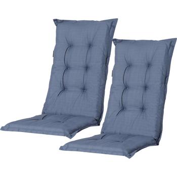 2er-Set Gartenstuhlkissen Hochlehner - Weiche, komfortable Polsterung, kobalt-blau, 123x50cm - UV-Schutz, mit Bändern & Riemen, Hochlehner Polster