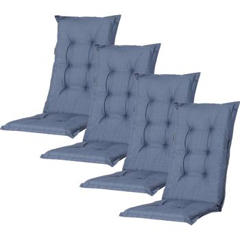 4er-Set Gartenstuhlkissen Hochlehner - Weiche, komfortable Polsterung, kobalt-blau, 123x50cm - UV-Schutz, mit Bändern & Riemen, Hochlehner Polster