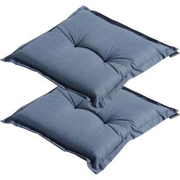 Set de 2 coussins d’assise de jardin 50x50 cm bleu cobalt – galettes de chaise 7 cm d’épaisseur avec protection UV – Garnissage confortable SG-20 – Design moderne sans liens – Mélange coton
