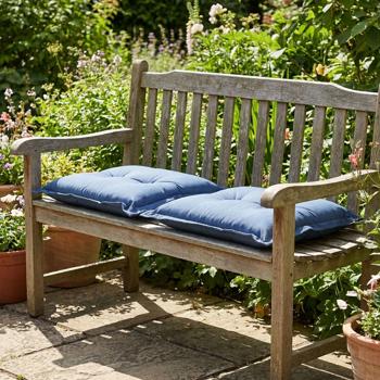 Preview: 2er-Set Garten Sitzkissen 50x50 cm Kobalt-Blau - 7cm dicke Stuhlauflagen mit UV-Schutz - Bequeme SG-20 Füllung - Modernes Design ohne Bänder - Baumwoll-Mix