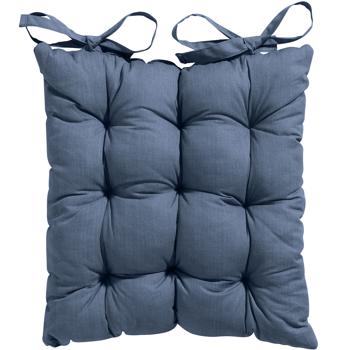 Cuscino sedia trapuntato 46x46 cm cobalto – Comodi cuscini seduta per sedie da cucina e da giardino – Spessore 8 cm – Protezione UV – Con lacci di fissaggio