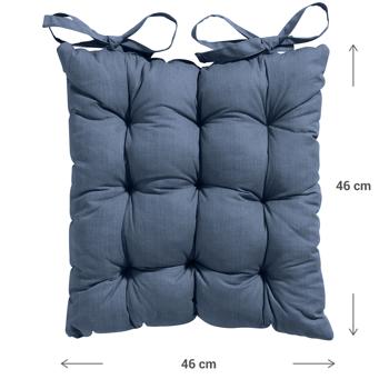 Preview: Lot de 4 coussins de chaise matelassés 46 x 46 cm cobalt – Coussins d’assise confortables pour chaises de cuisine et de jardin – Épaisseur 8 cm – Protection UV – Avec liens de fixation