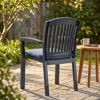 Preview: Stuhlkissen 46x48 cm Kobalt-Blau - Bequeme Sitzkissen für Esszimmer & Gartenstühle - 4,5 cm Dicke - UV-Schutz - Mit Befestigungsbändern - SG-20 Füllung
