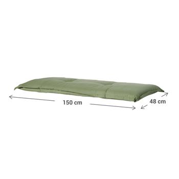 Preview: Bankauflage Grün 150x48 cm - Bequeme 6 cm Polsterung SG-20 - Sitzkissen für Gartenbank aus Baumwolle & Polyester - UV-Schutz, Gartenbankauflage