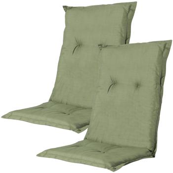 Set da 2 cuscini per sedia da giardino schienale basso – Imbottitura morbida e confortevole, verde, 105 x 50 cm – Protezione UV, con lacci e cinghia, imbottitura schienale basso