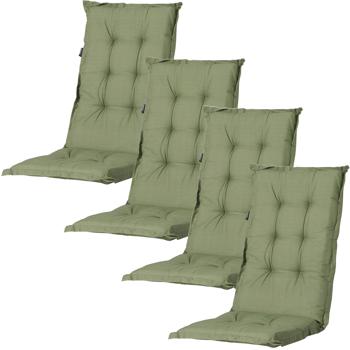 4er-Set Gartenstuhlkissen Hochlehner - Weiche, komfortable Polsterung, grün, 123x50cm - UV-Schutz, mit Bändern & Riemen, Hochlehner Polster