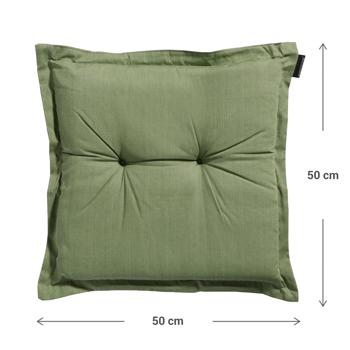 Preview: Coussin de jardin 50x50 cm vert – coussins de chaise de 7 cm d’épaisseur avec protection UV – Garnissage confortable SG-20 – Design moderne sans liens – Mélange coton