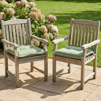 Preview: 4er-Set Garten Sitzkissen 50x50 cm Grün - 7cm dicke Stuhlauflagen mit UV-Schutz - Bequeme SG-20 Füllung - Modernes Design ohne Bänder - Baumwoll-Mix