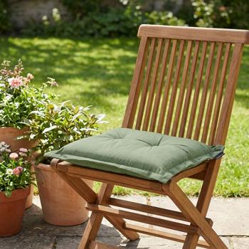 Preview: 4er-Set Garten Sitzkissen 50x50 cm Grün - 7cm dicke Stuhlauflagen mit UV-Schutz - Bequeme SG-20 Füllung - Modernes Design ohne Bänder - Baumwoll-Mix