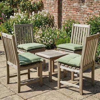 Preview: 4er-Set Garten Sitzkissen 50x50 cm Grün - 7cm dicke Stuhlauflagen mit UV-Schutz - Bequeme SG-20 Füllung - Modernes Design ohne Bänder - Baumwoll-Mix