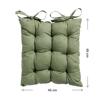 Preview: Coussin de chaise matelassé 46x46 cm vert – Coussins d’assise confortables pour chaises de cuisine et de jardin – Épaisseur 8 cm – Protection UV – Avec liens de fixation