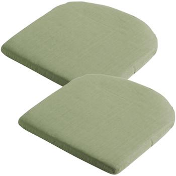 2er-Set Stuhlkissen 46x48 cm Grün - Bequeme Sitzkissen für Esszimmer & Gartenstühle - 4,5 cm Dicke - UV-Schutz - Mit Befestigungsbändern - SG-20 Füllung