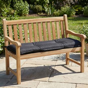 Preview: Bankauflage Schwarz 120x48 cm - Bequeme 6 cm Polsterung SG-20 - Sitzkissen für Gartenbank aus Baumwolle & Polyester - UV-Schutz, Gartenbankauflage