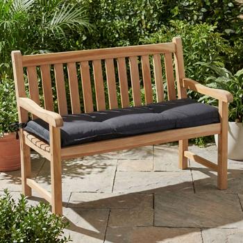 Preview: Bankauflage Schwarz 150x48 cm - Bequeme 6 cm Polsterung SG-20 - Sitzkissen für Gartenbank aus Baumwolle & Polyester - UV-Schutz, Gartenbankauflage