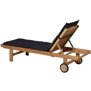 Preview: Liegen-Auflage - Weiche, komfortable Polsterung, schwarz, 200x65 cm - UV-Schutz, Bindebänder & Riemen - Für Garten, Balkon, Liegestuhl, Sonnenliege