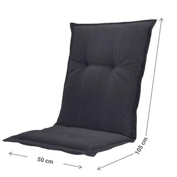 Preview: Set da 2 cuscini per sedia da giardino schienale basso – Imbottitura morbida e confortevole, nero, 105 x 50 cm – Protezione UV, con lacci e cinghia, imbottitura schienale basso