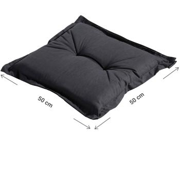 Preview: Coussin d’assise de jardin 50x50 cm noir – coussins de chaise 7 cm avec protection UV – Garnissage confortable SG-20 – Design moderne sans liens – Mélange coton