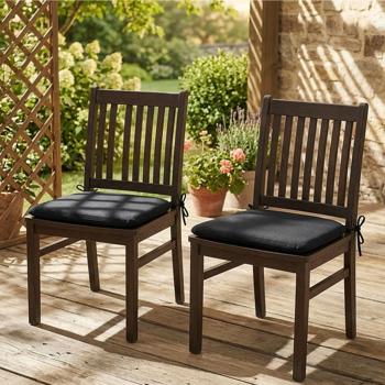 Set di 2 cuscini per sedia 46 x 48 cm nero – comodi cuscini per sedie da sala da pranzo e da giardino – spessore 4,5 cm – protezione UV – con fascette di fissaggio – imbottitura SG-20