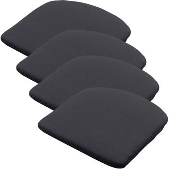 Lot de 4 coussins de chaise 46x48 cm noir – coussins d’assise confortables pour chaises de salle à manger et de jardin – épaisseur 4,5 cm – protection UV – avec liens de fixation – garnissage SG-20