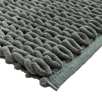 Preview: Tapis de bain premium 80x50 cm vert cèdre – tapis de douche moelleux au look tricot en relief – tapis de bain antidérapant en mélange de coton