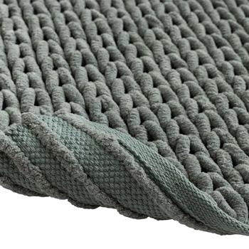 Preview: Tapis de bain premium 80x50 cm vert cèdre – tapis de douche moelleux au look tricot en relief – tapis de bain antidérapant en mélange de coton