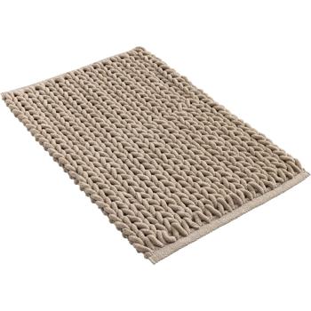 Preview: Tapis de bain premium 80x50 cm sable – tapis de douche moelleux aspect tricot en relief – tapis de bain antidérapant en mélange de coton