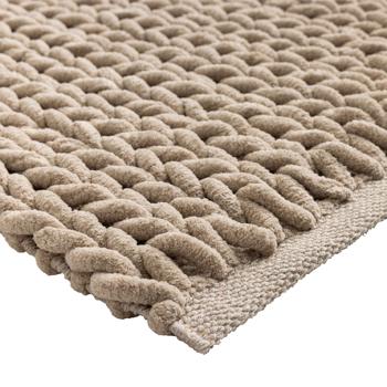 Preview: Tapis de bain premium 80x50 cm sable – tapis de douche moelleux aspect tricot en relief – tapis de bain antidérapant en mélange de coton