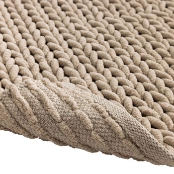 Preview: Tapis de bain premium 80x50 cm sable – tapis de douche moelleux aspect tricot en relief – tapis de bain antidérapant en mélange de coton