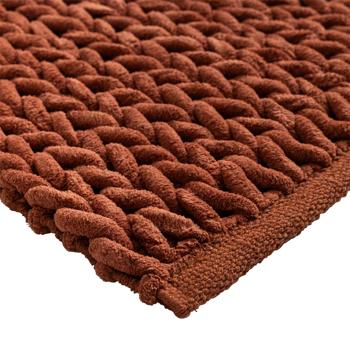 Preview: Tapis de bain premium 80x50 cm terracotta – tapis de douche moelleux look tricot en relief – tapis de bain antidérapant en mélange de coton
