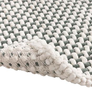 Preview: Tapis de bain 80x50 cm vert-blanc – tapis de douche doux en tissu chenille à effet maille – tapis de bain antidérapant avec part de coton