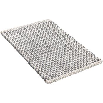 Preview: Tapis de bain 80x50 cm gris-blanc - tapis de douche doux en tissu chenille au look tricot - tapis de bain antiglisse avec part de coton