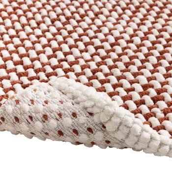 Preview: Tapis de bain 80x50 cm terracotta-blanc – tapis de douche doux en chenille au look tricot – tapis de bain antidérapant avec part de coton