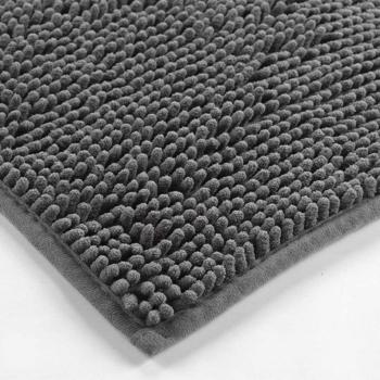 Preview: Tapis de salle de bains moelleux 75x45 cm anthracite – tapis de douche antidérapant avec texture douce en microfibre
